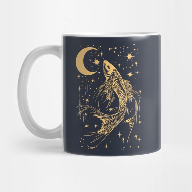 Celestial Goldfish Floating in the Night – Mystic Water Spirit by TuncGK